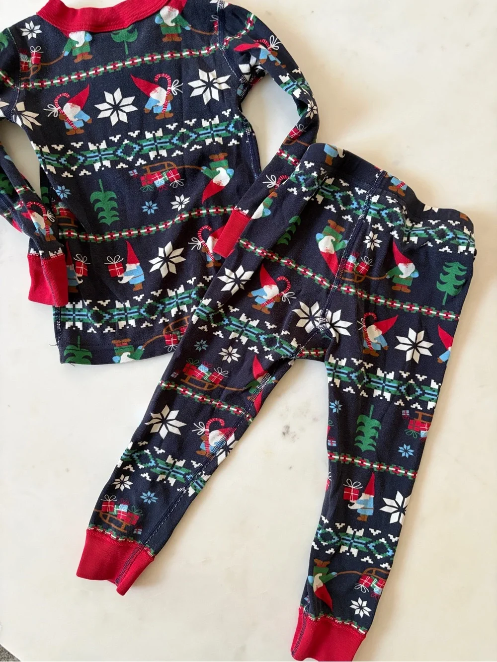 Hanna Andersson Navy and Red Holiday Gnome Kids Pajama Set